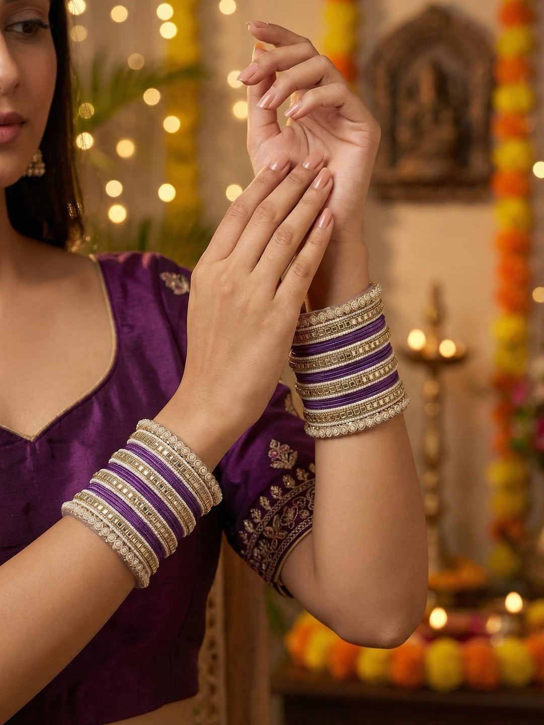 Ishhaara Meenakari Silk Thread Bangle Set — handcrafted Indian jewellery - view 2