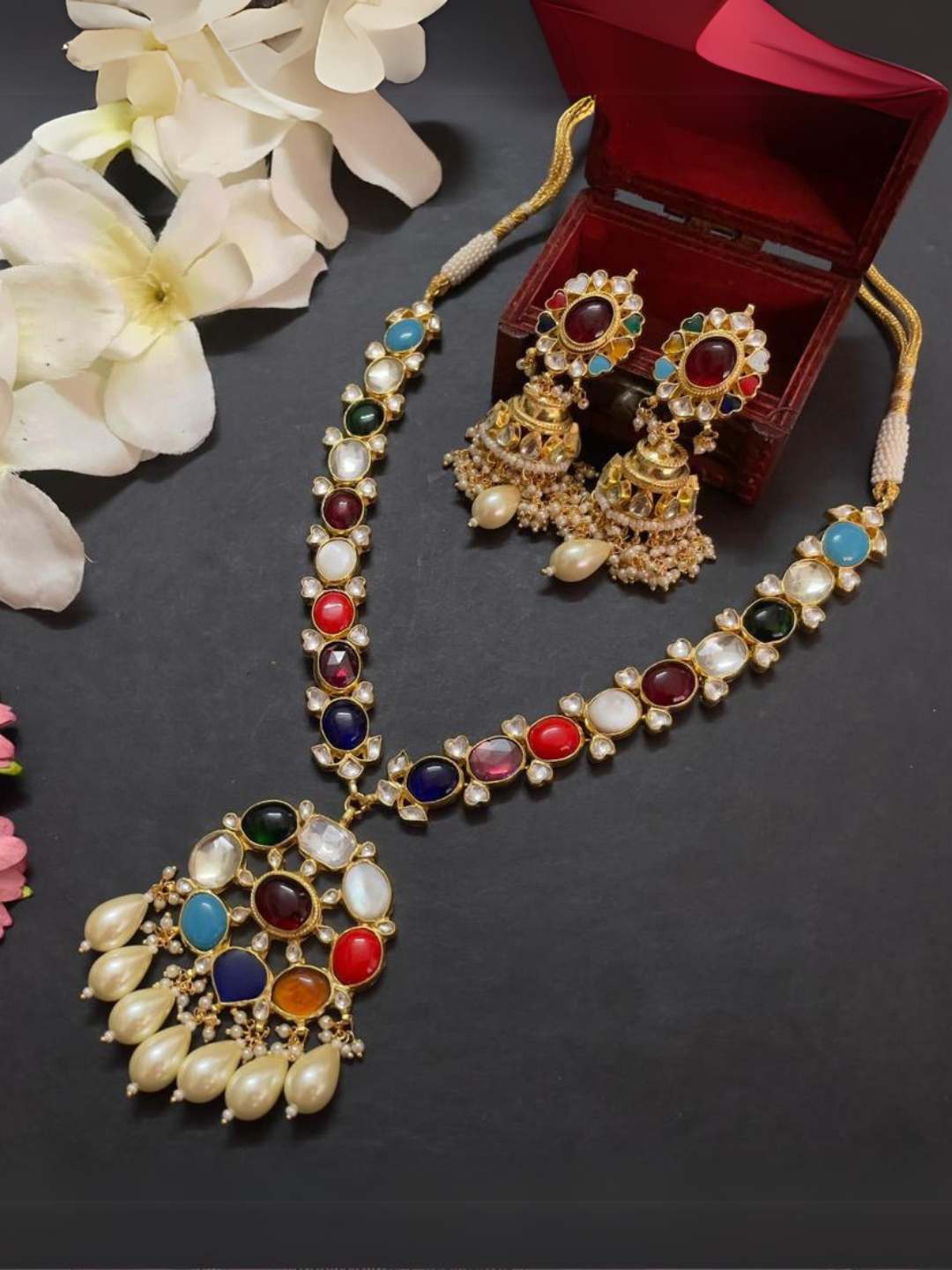 Ishhaara Moissanite Polki Navratan Set