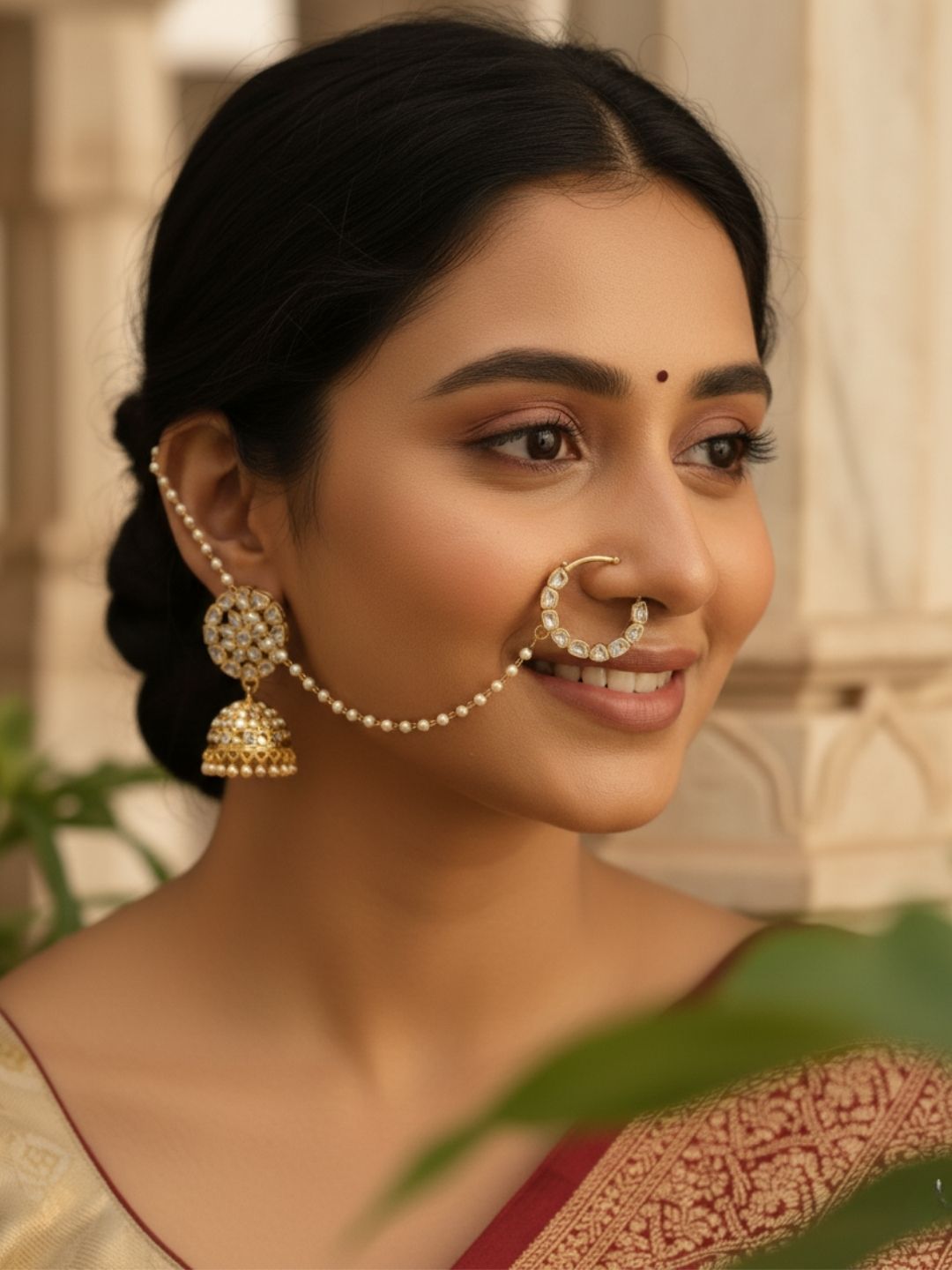 Ishhaara Moissanite Polki Nosering