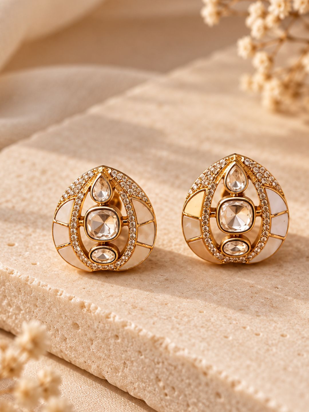 Ishhaara Mother Of Pearl Stud Earrings