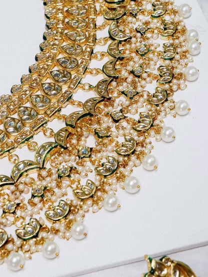 Ishhaara Multi Chand Necklace Set With Teeka