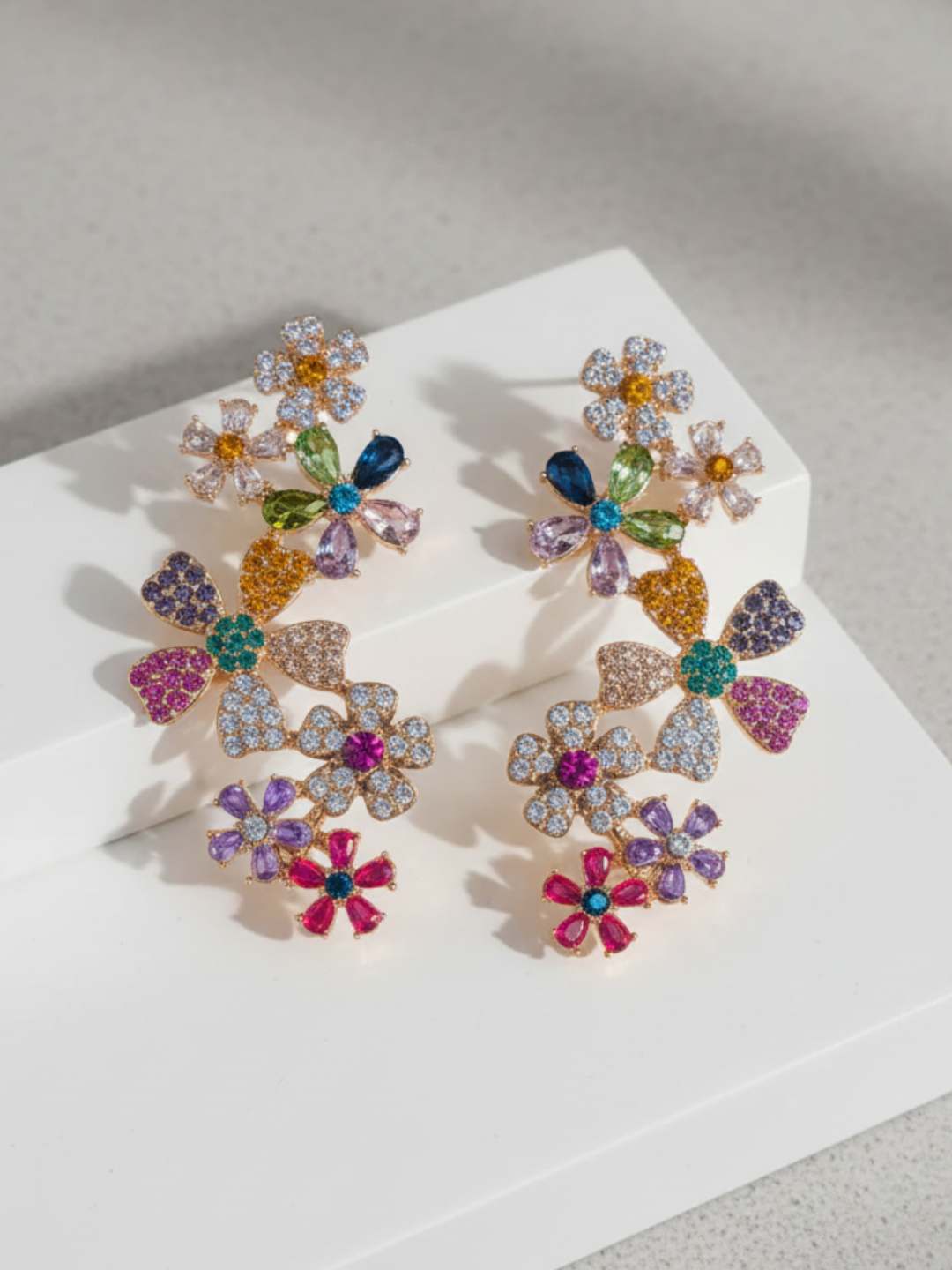 Ishhaara Multi Color Flower Earcuff Earrings