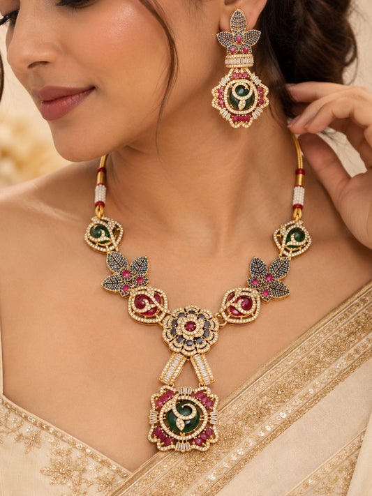 Ishhaara Multi Color Stone Studded Precious Choker