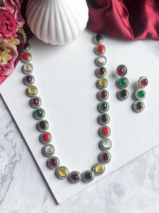 Ishhaara Multi Colored Single Line Necklace