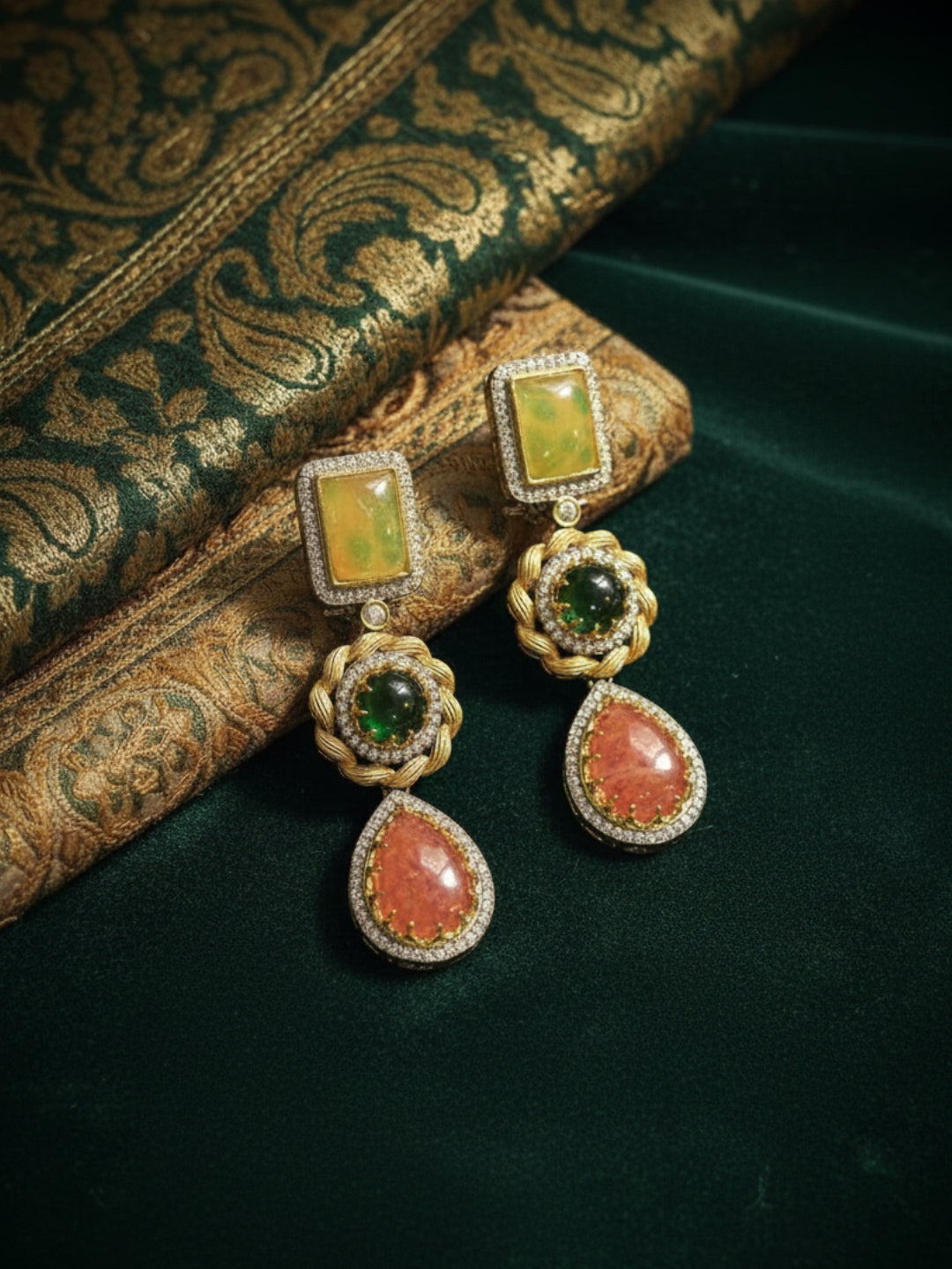 Ishhaara Multi Marble Stone Sabya Inspired Statement Earrings