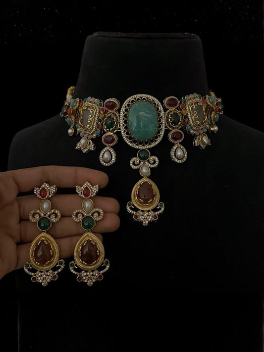 Ishhaara Multi Stone Polki Choker Set