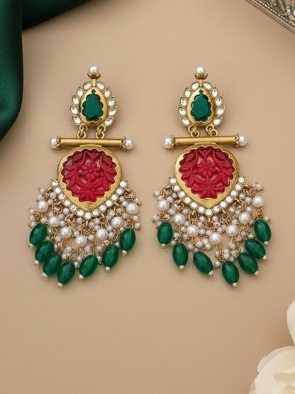 Ishhaara Multicolor Cutwork Chandbali Earrings