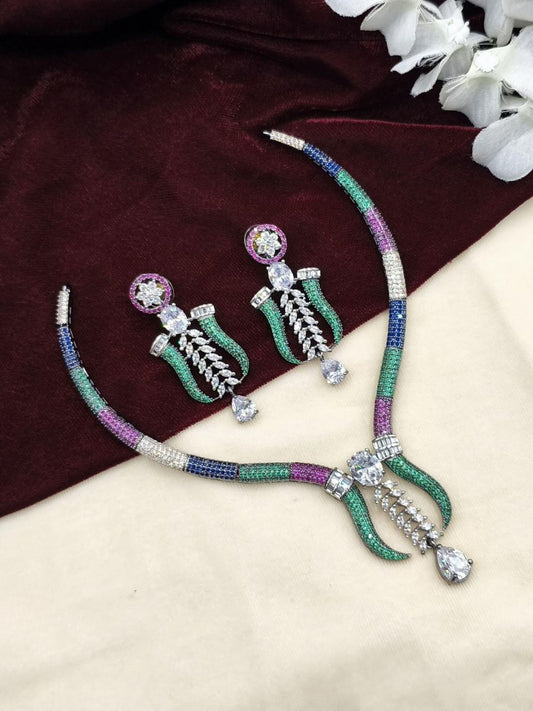 Ishhaara Multicolor Gemstone Studded Choker Necklace Set