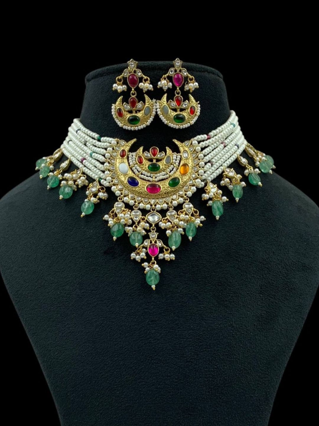 Ishhaara Multicolor Jadau Kundan Necklace Set