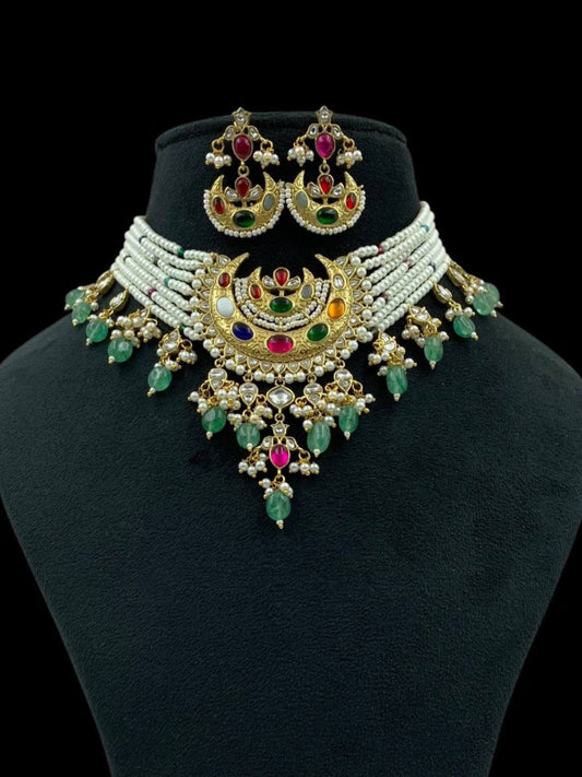 Ishhaara Multicolor Jadau Kundan Necklace Set
