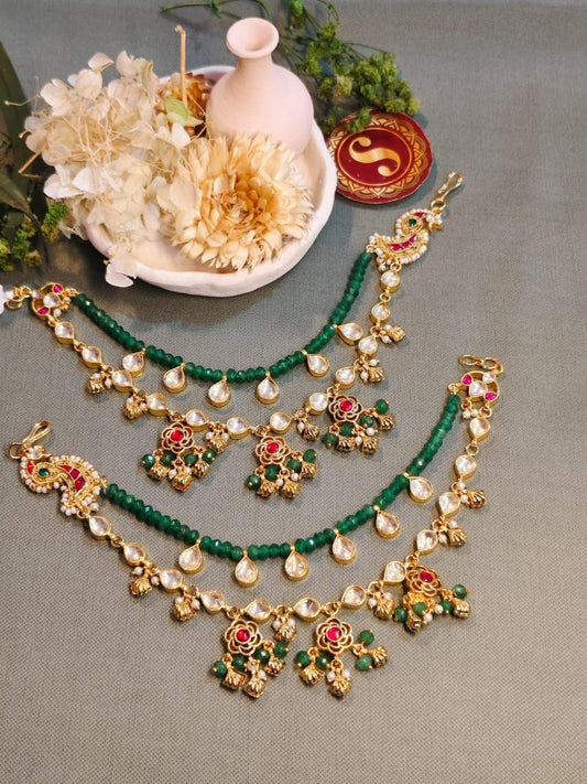 Ishhaara Multicolor Studded Floral Ear Chain