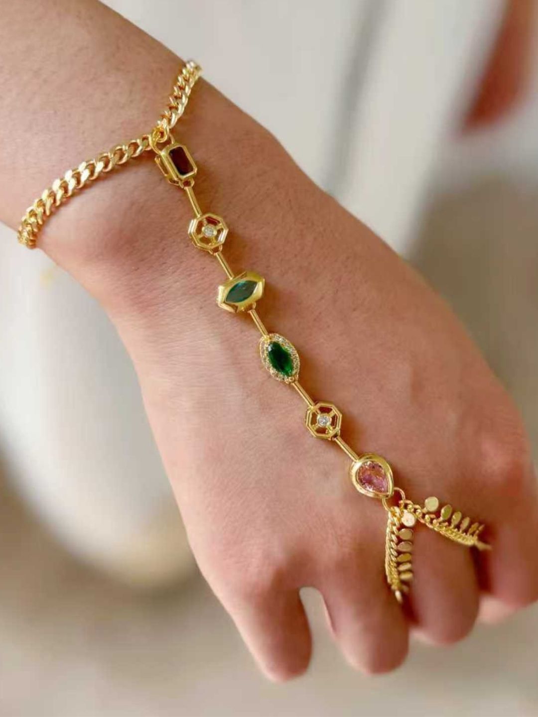 Ishhaara Multicolor Zirconia Stone Studded Hand Harness