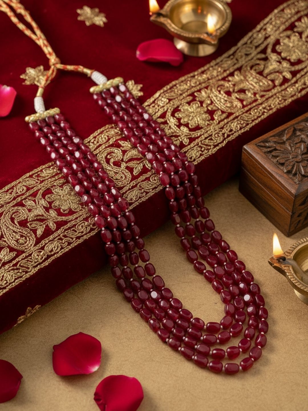 Ishhaara Natural Ruby Beads Necklace