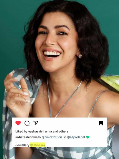 Ishhaara Nimrat Kaur In Pearl Statement Studs Super White
