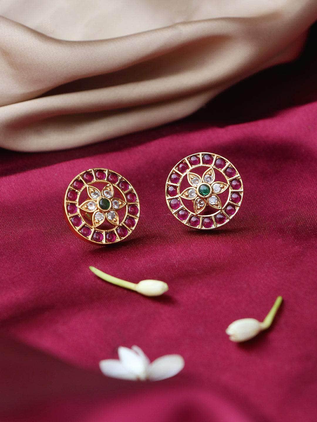 Ishhaara Original Kempu Floral Stud