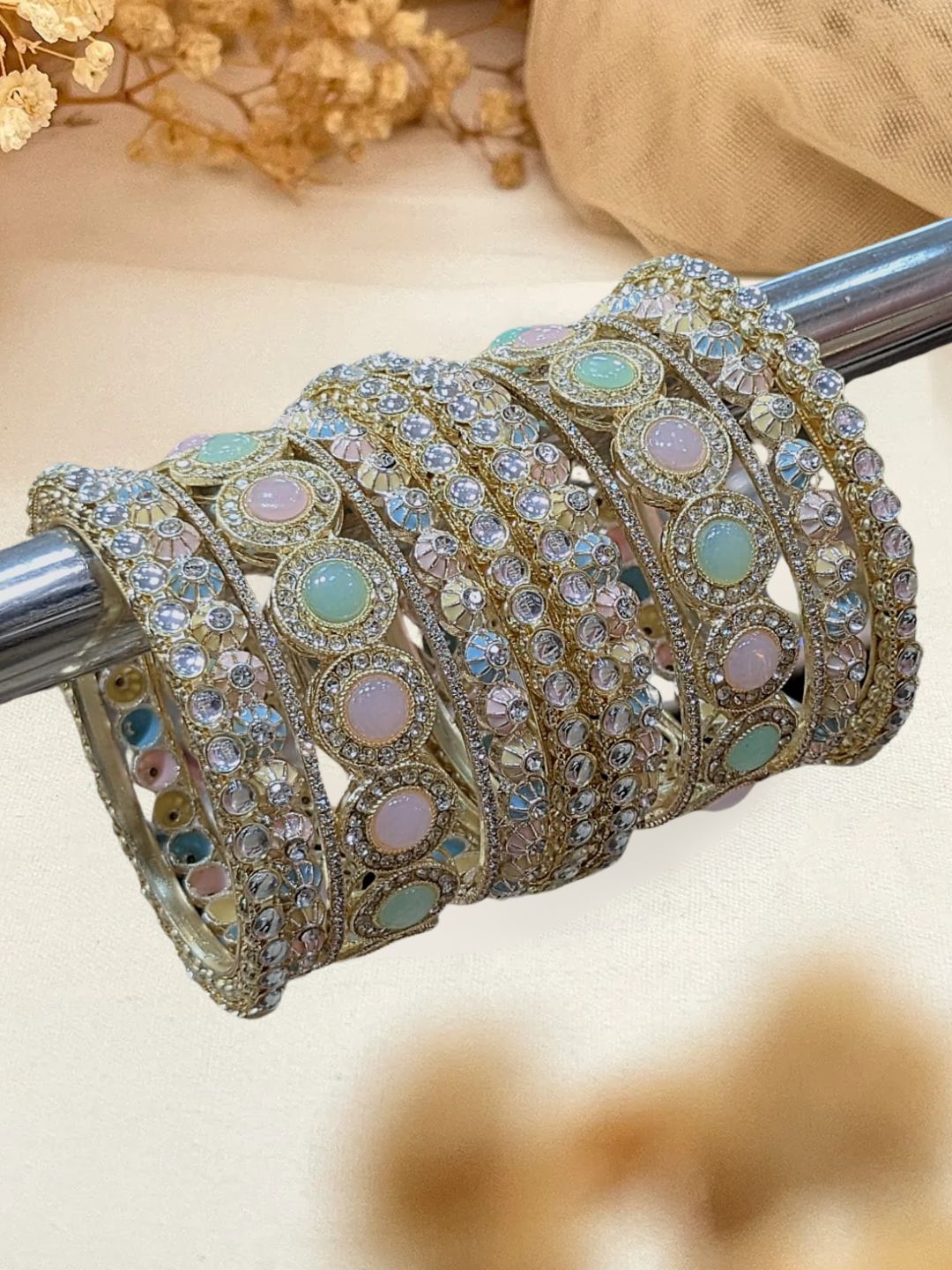 Ishhaara Pastel Ad Stone Studded Chooda