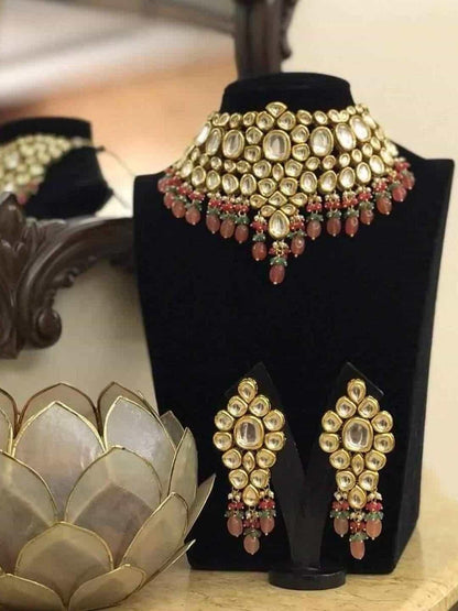Ishhaara Big Kundan Necklace With Multi Beads