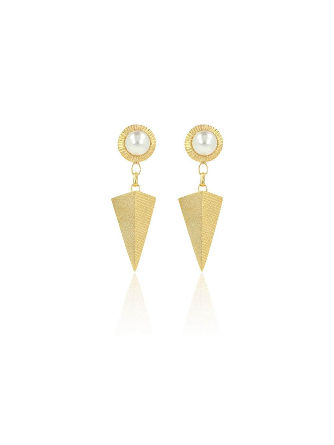 Ishhaara Pear Textured Inverted Triangle Drop Earrings