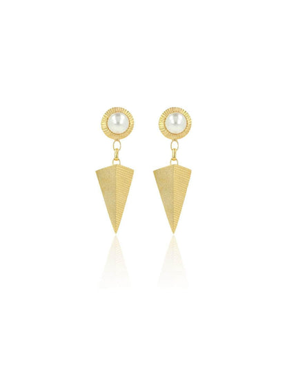 Ishhaara Pear Textured Inverted Triangle Drop Earrings