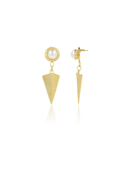Ishhaara Pear Textured Inverted Triangle Drop Earrings
