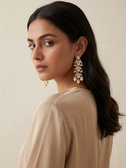 Ishhaara Pearl Beaded Kundan Earrings