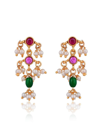 Ishhaara Pearl And Kemp Necklace With Earrings