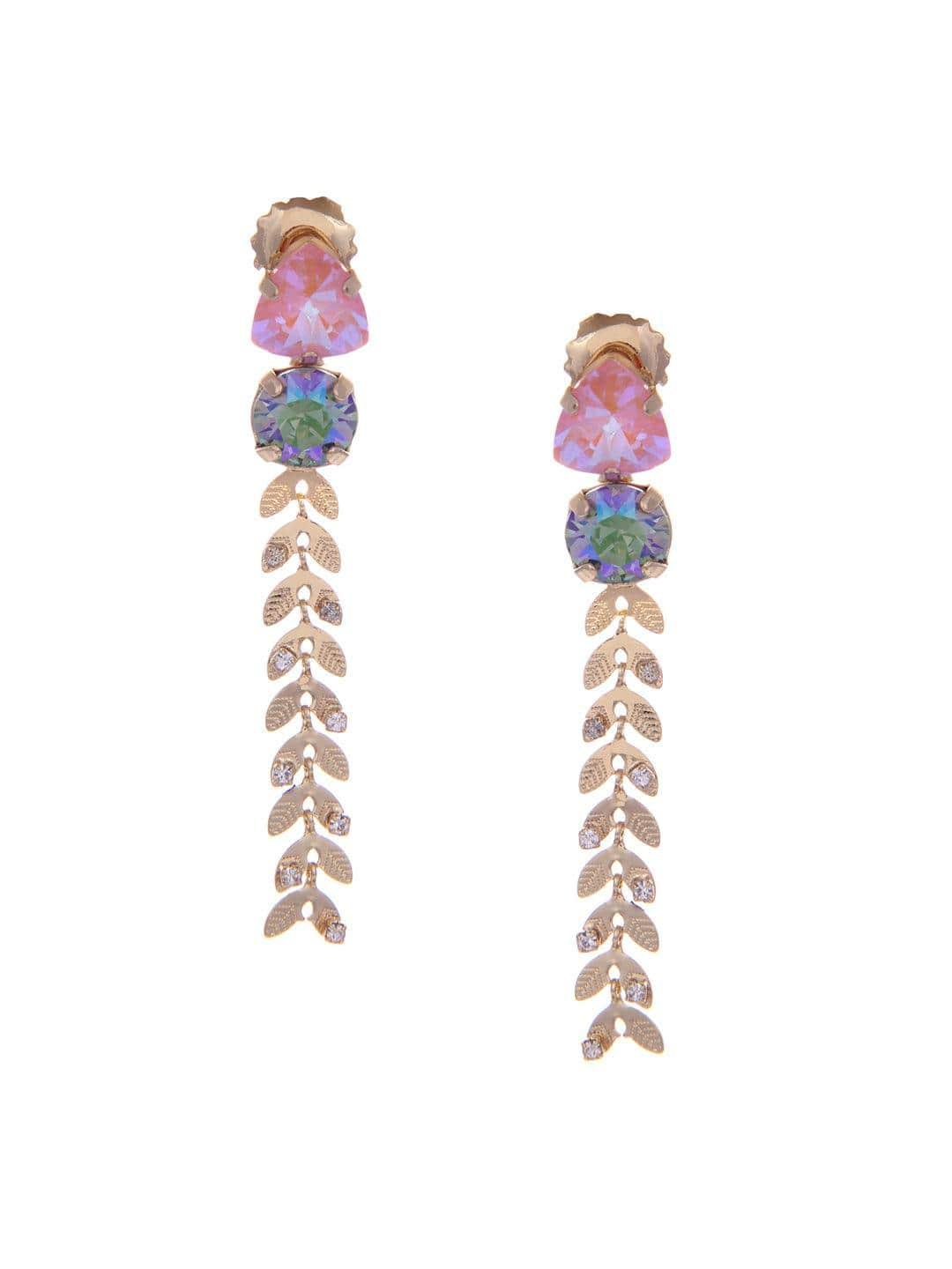 Ishhaara Crystal Trail Earrings Pink