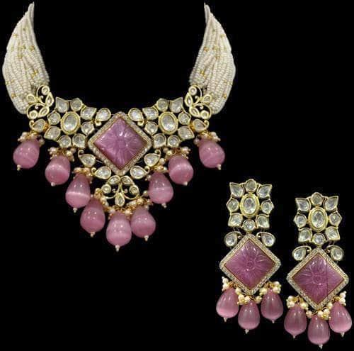Ishhaara Diamond Carded Stone Polki Necklace Set