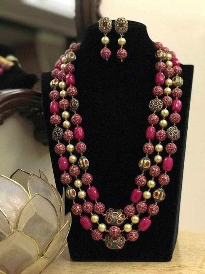 Ishhaara Gunmetal Oval Necklace