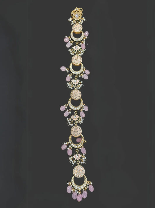 Ishhaara Pink Kundan And Beads Studded Chandbali Traditional Choti
