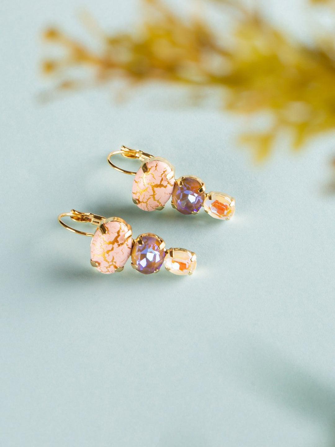 Ishhaara Marble Crystal Stud Earrings Pink