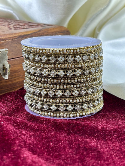 Ishhaara Polki Bangle Cuff with Kundan and Pearls — handcrafted Indian jewellery - view 5
