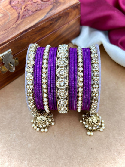 Ishhaara Polki Bangle Set with Jhumka  — handcrafted Indian jewellery - view 2
