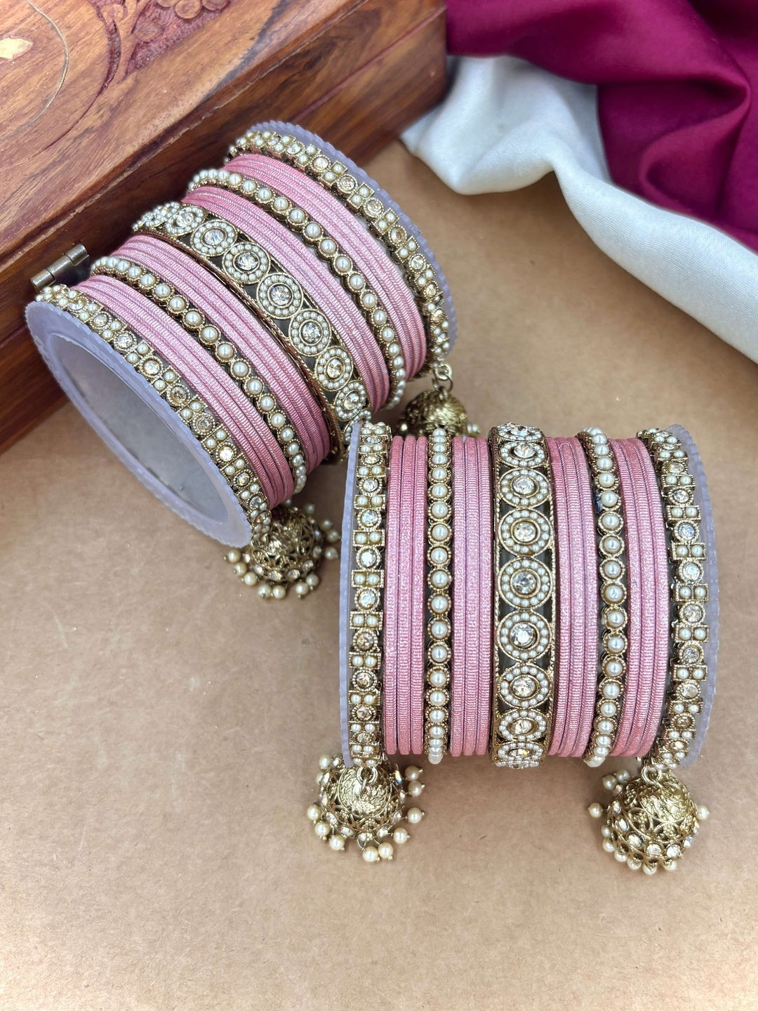 Ishhaara Polki Bangle Set with Jhumka Earrings — handcrafted Indian jewellery - view 11