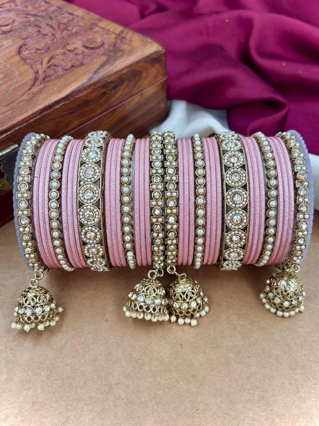 Ishhaara Polki Bangle Set with Jhumka Earrings — handcrafted Indian jewellery - view 13