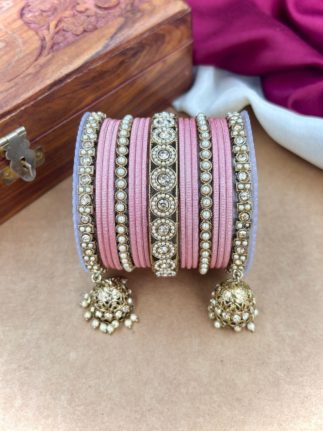 Ishhaara Polki Bangle Set with Jhumka Earrings — handcrafted Indian jewellery - view 14
