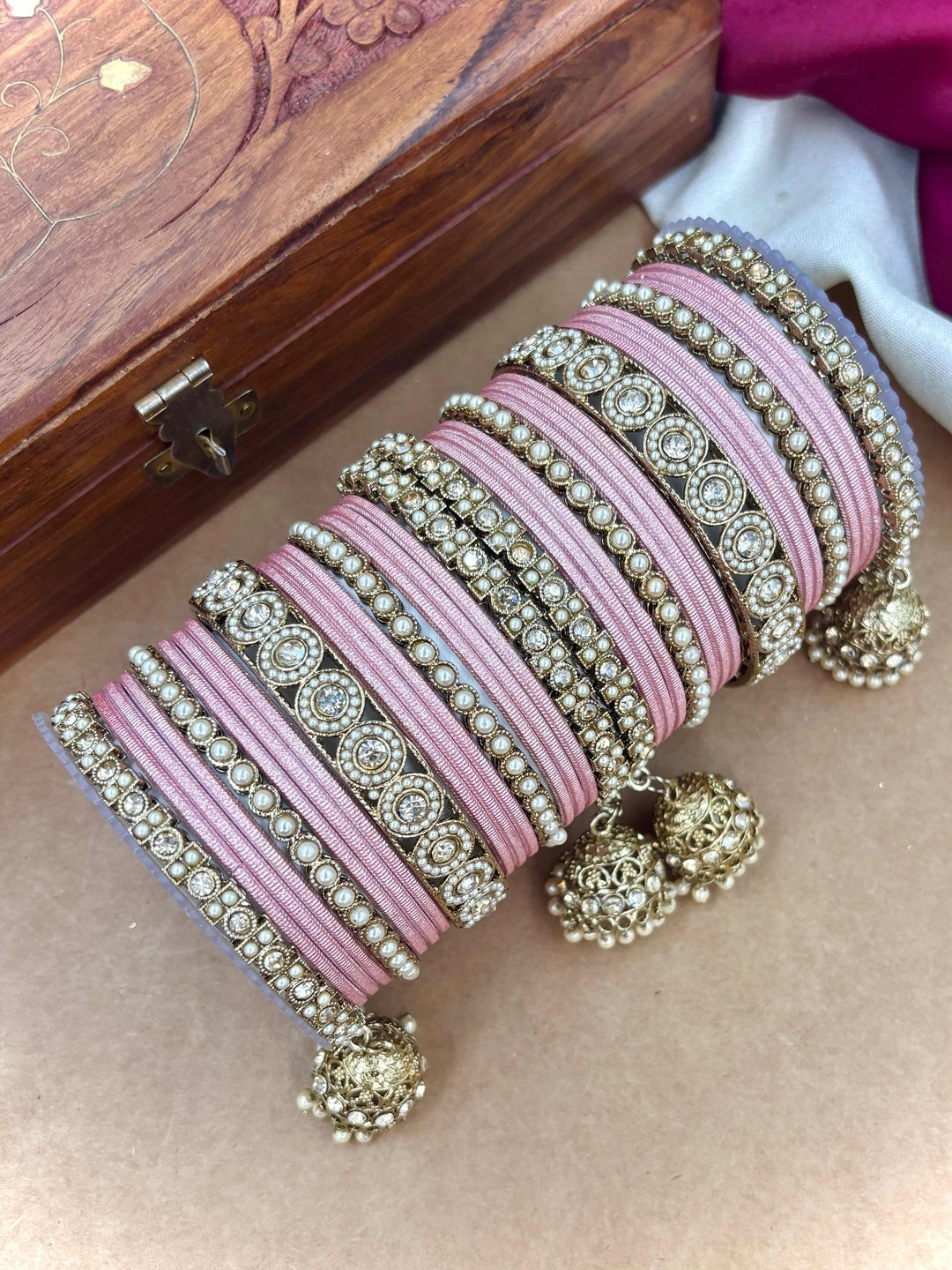 Ishhaara Polki Bangle Set with Jhumka Earrings — handcrafted Indian jewellery - view 15