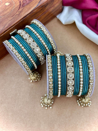 Ishhaara Polki Bangle Set with Jhumka Earrings — handcrafted Indian jewellery - view 16