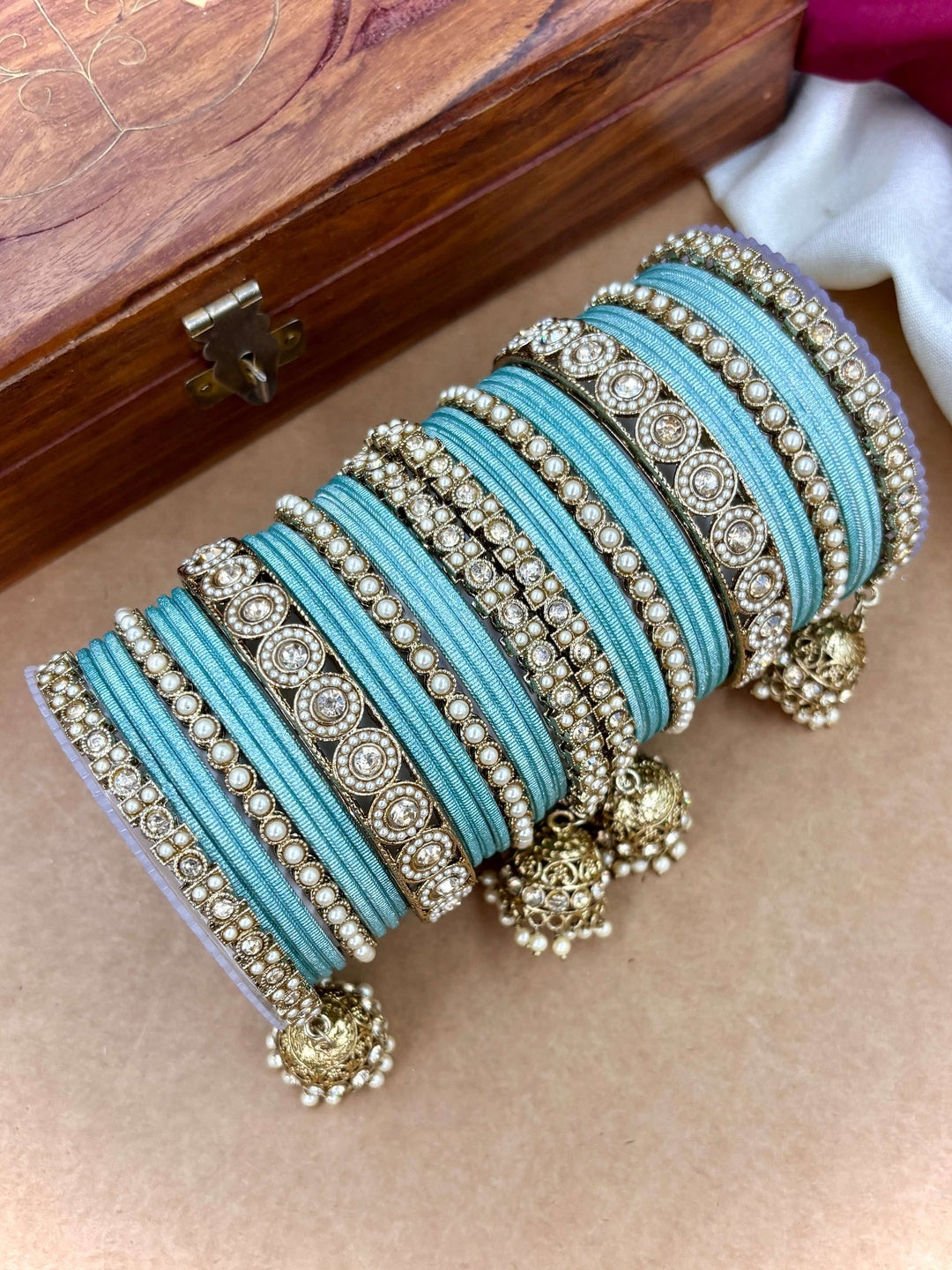Ishhaara Polki Bangle Set with Jhumka Earrings — handcrafted Indian jewellery - view 22