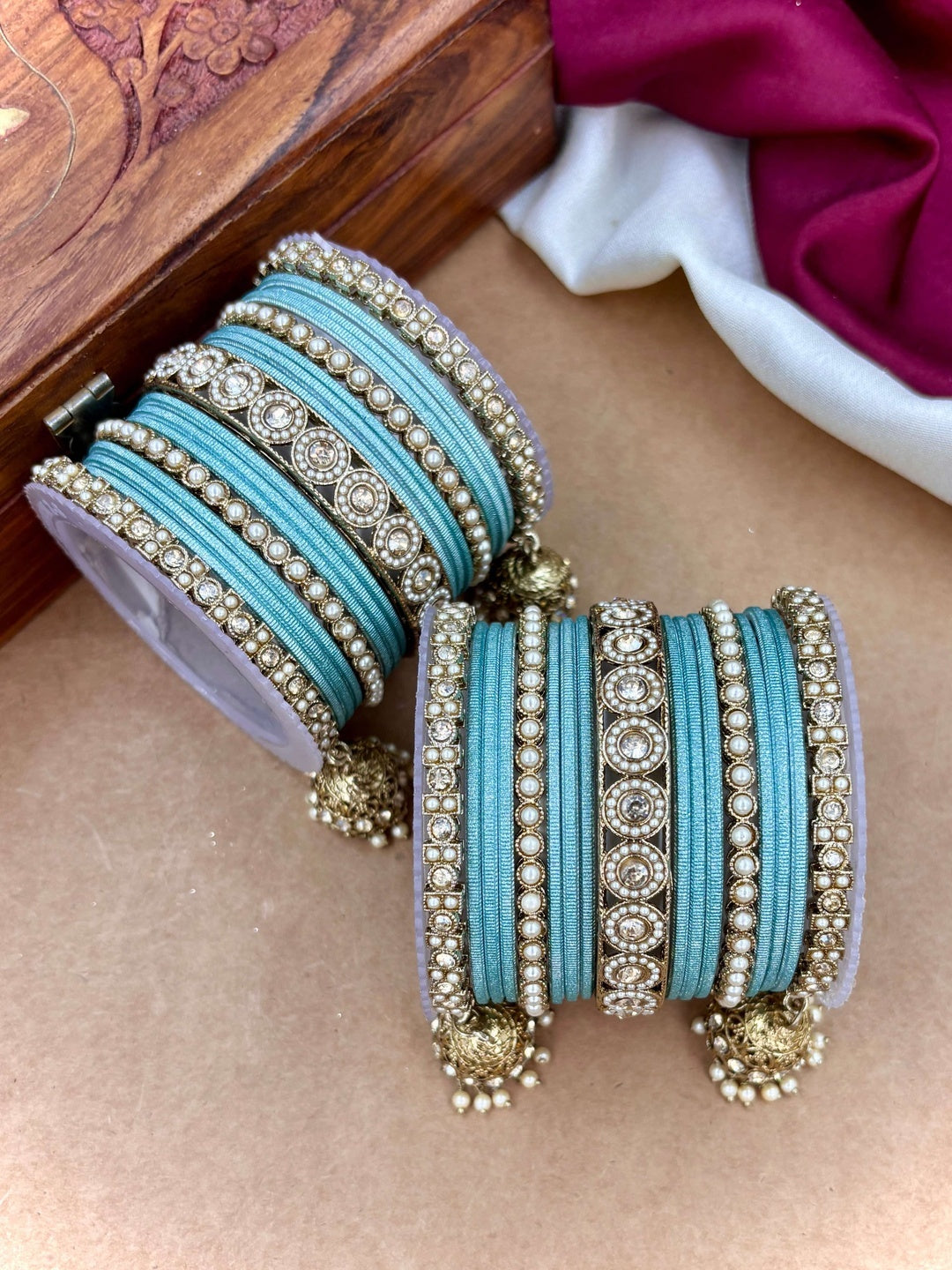 Ishhaara Polki Bangle Set with Jhumka Earrings — handcrafted Indian jewellery - view 23