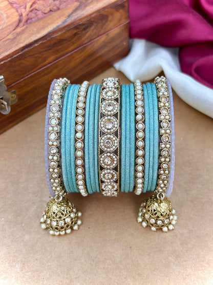 Ishhaara Polki Bangle Set with Jhumka Earrings — handcrafted Indian jewellery - view 24