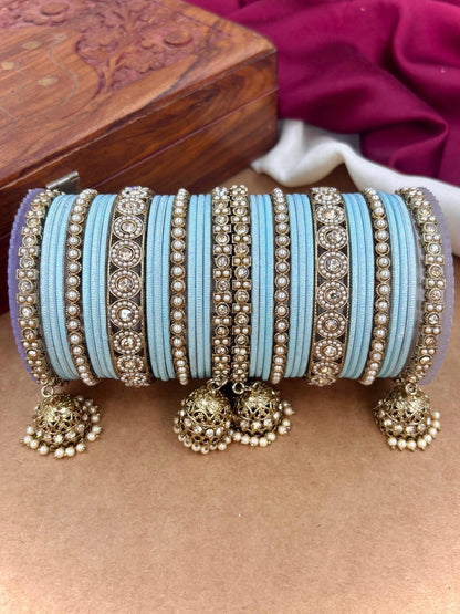Ishhaara Polki Bangle Set with Jhumka Earrings — handcrafted Indian jewellery - view 25