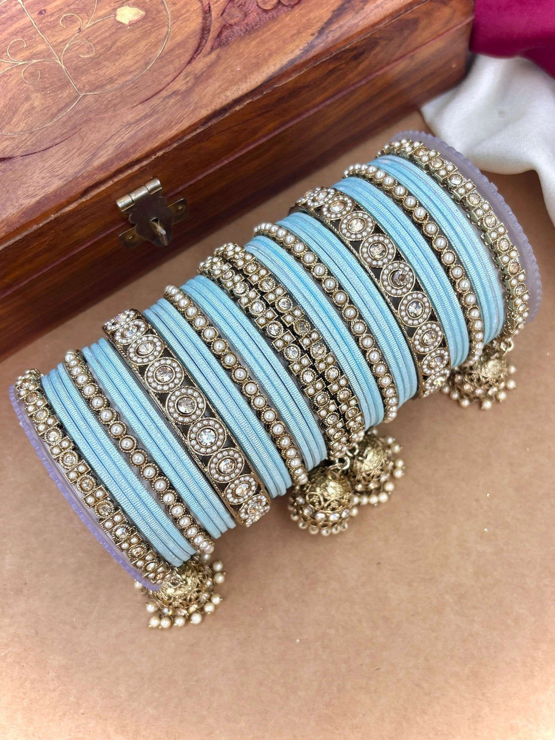 Ishhaara Polki Bangle Set with Jhumka Earrings — handcrafted Indian jewellery - view 29