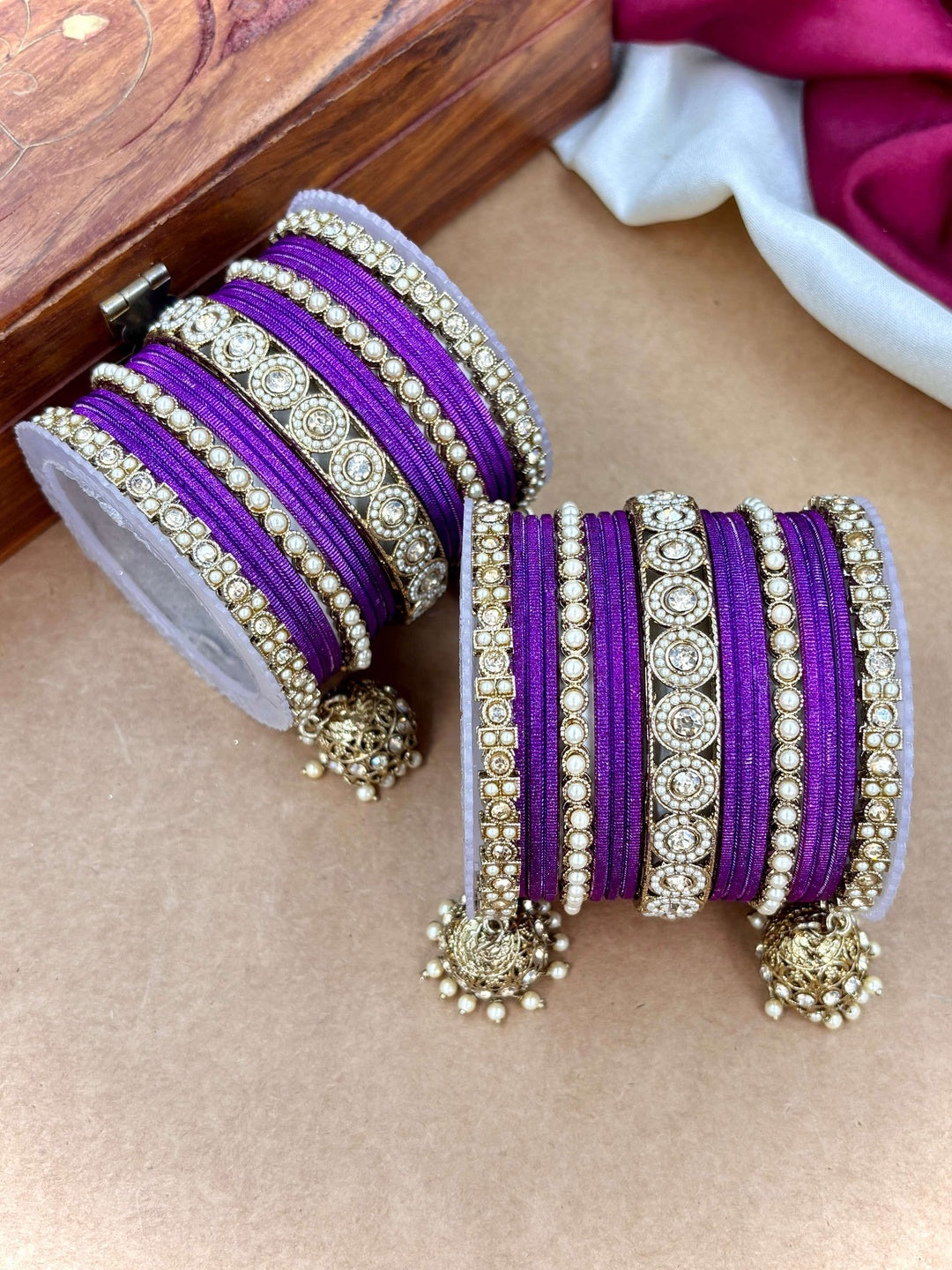Ishhaara Polki Bangle Set with Jhumka Earrings — handcrafted Indian jewellery - view 3