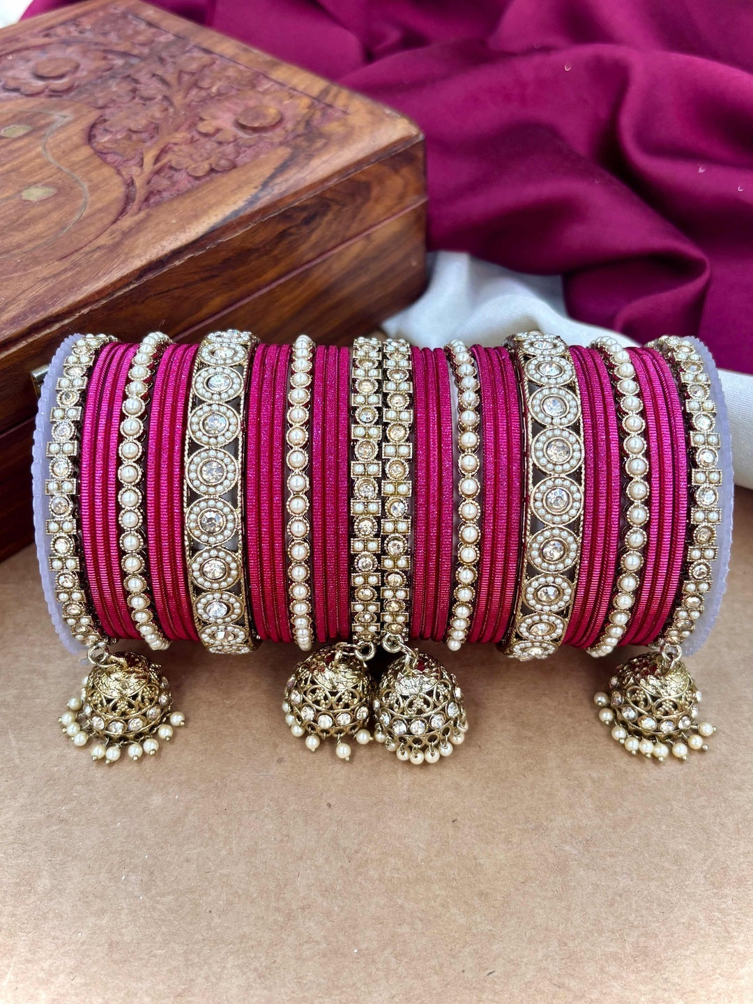 Ishhaara Polki Bangle Set with Jhumka Earrings — handcrafted Indian jewellery - view 33