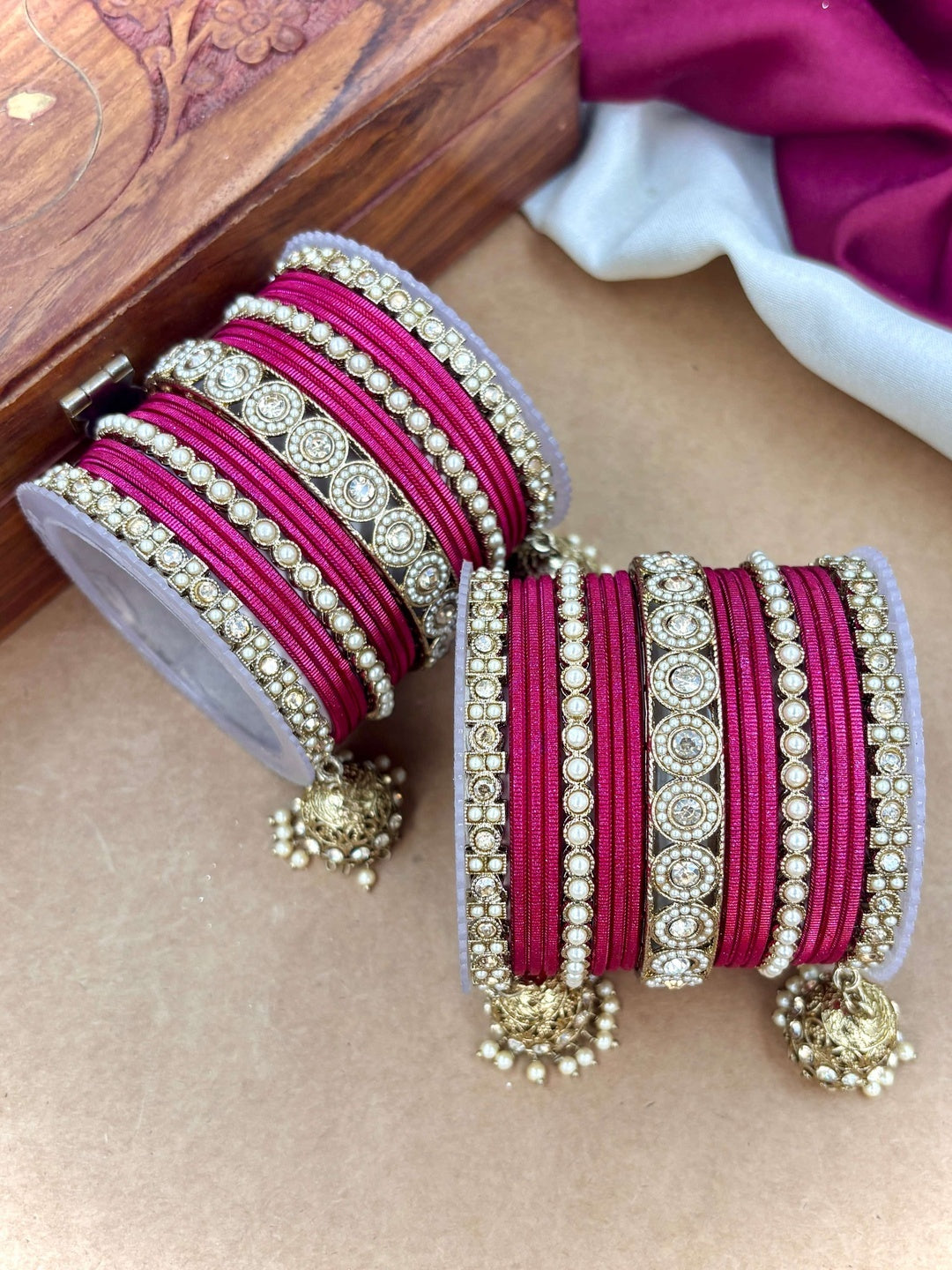 Ishhaara Polki Bangle Set with Jhumka Earrings — handcrafted Indian jewellery - view 34