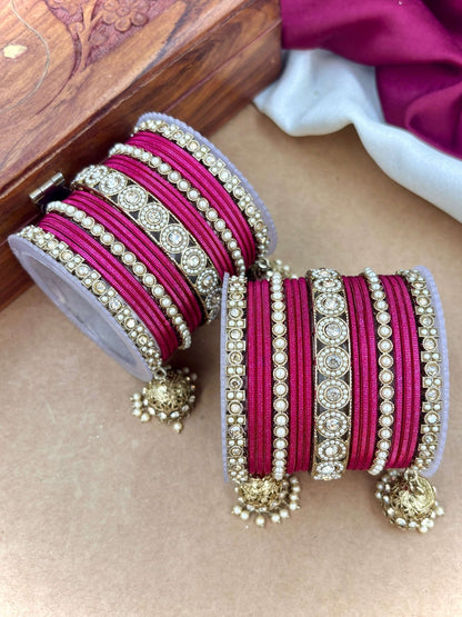 Ishhaara Polki Bangle Set with Jhumka Earrings — handcrafted Indian jewellery - view 34