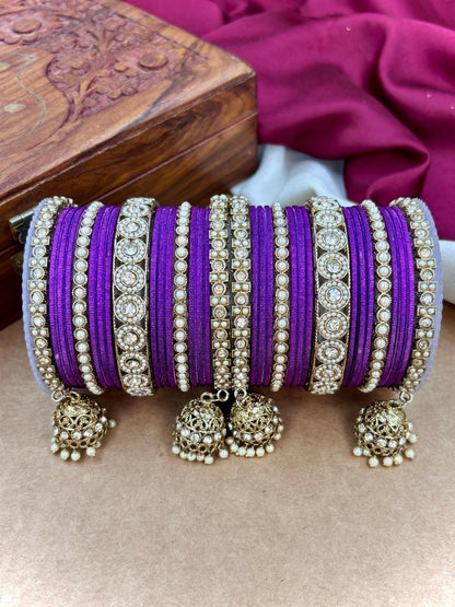 Ishhaara Polki Bangle Set with Jhumka Earrings — handcrafted Indian jewellery - view 4