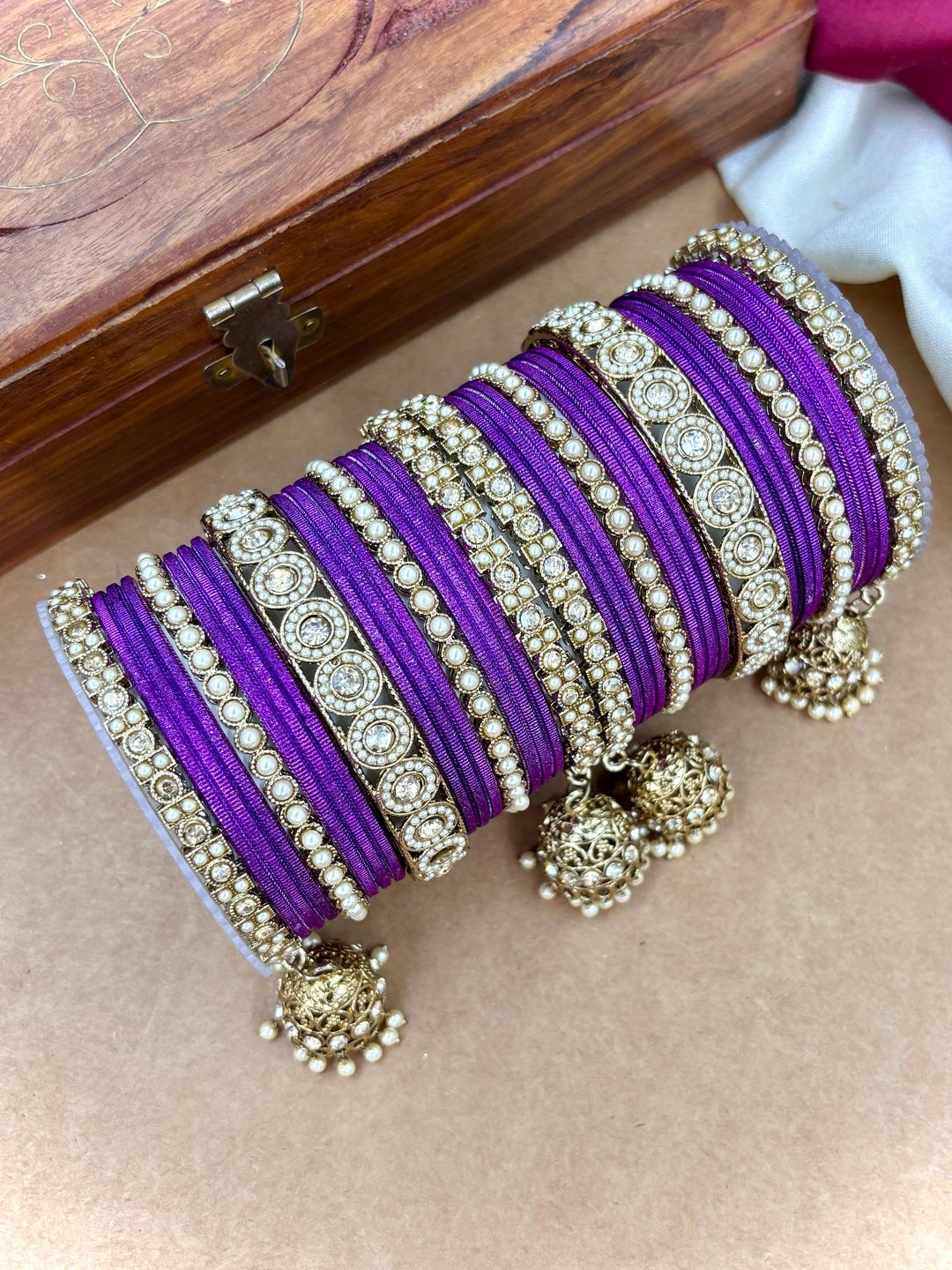Ishhaara Polki Bangle Set with Jhumka Earrings — handcrafted Indian jewellery - view 5