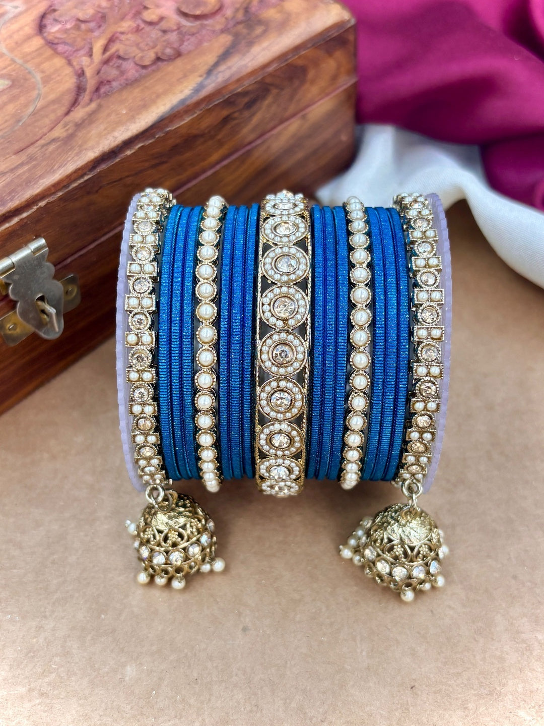 Ishhaara Polki Bangle Set with Jhumka Earrings — handcrafted Indian jewellery - view 8